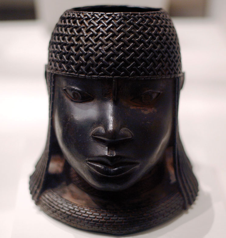 Head oba brass sculpture court Edo Benin